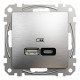 USB розетка Schneider Electric Sedna Design&Elements А+С, матовый алюминий