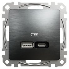 USB розетка Schneider Electric Sedna Design&Elements А+С, матовый титан