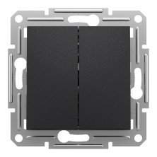 Двухклавишный переключатель самозажимной Schneider Electric Asfora, антрацит