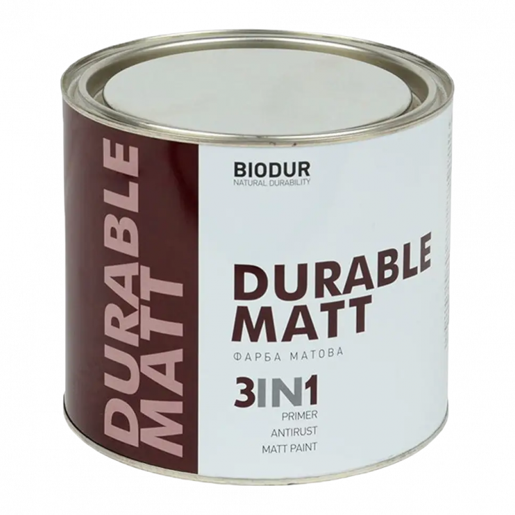 Фарба матова для металу Biodur 3 в 1 сірий антрацит №216 (2,1 л) Київ у Києві - Новаторбуд - фото 1