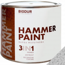 Краска для металла с молотковым эффектом Biodur 3 в 1 cерая №104 (2,1 л)